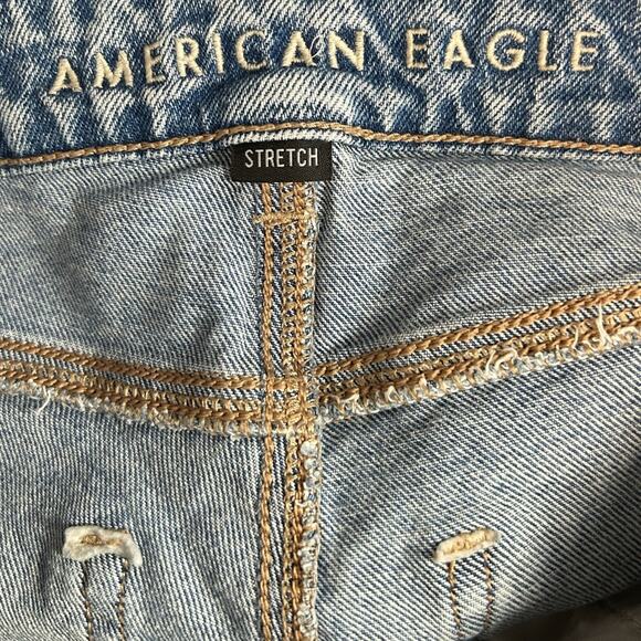 American Eagle Distressed Stretch Mom Jeans Women’s Size 0 Ripped Straight Leg - Picture 7 of 11